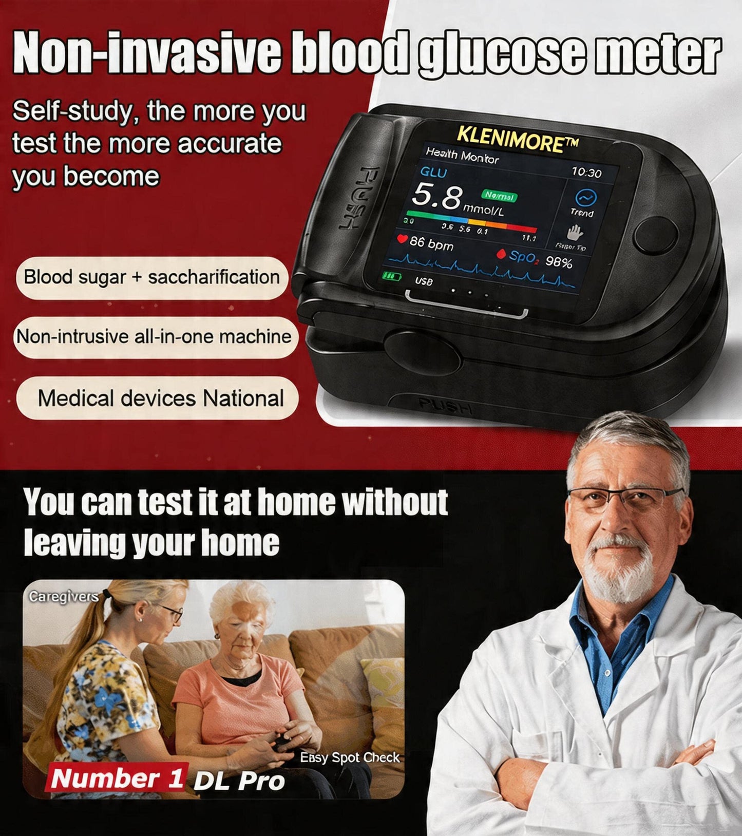 KLENIMORE™ Non-Invasive Blood Glucose Monitor | High-Precision 99.9% Accuracy | TGA Certified
