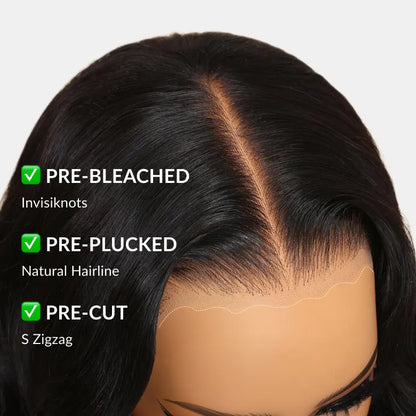 Body Wave 13x4 Lace Frontal Wig Human Hair Pre Plucked Pre Bleached 180% Density Beginner Friendly