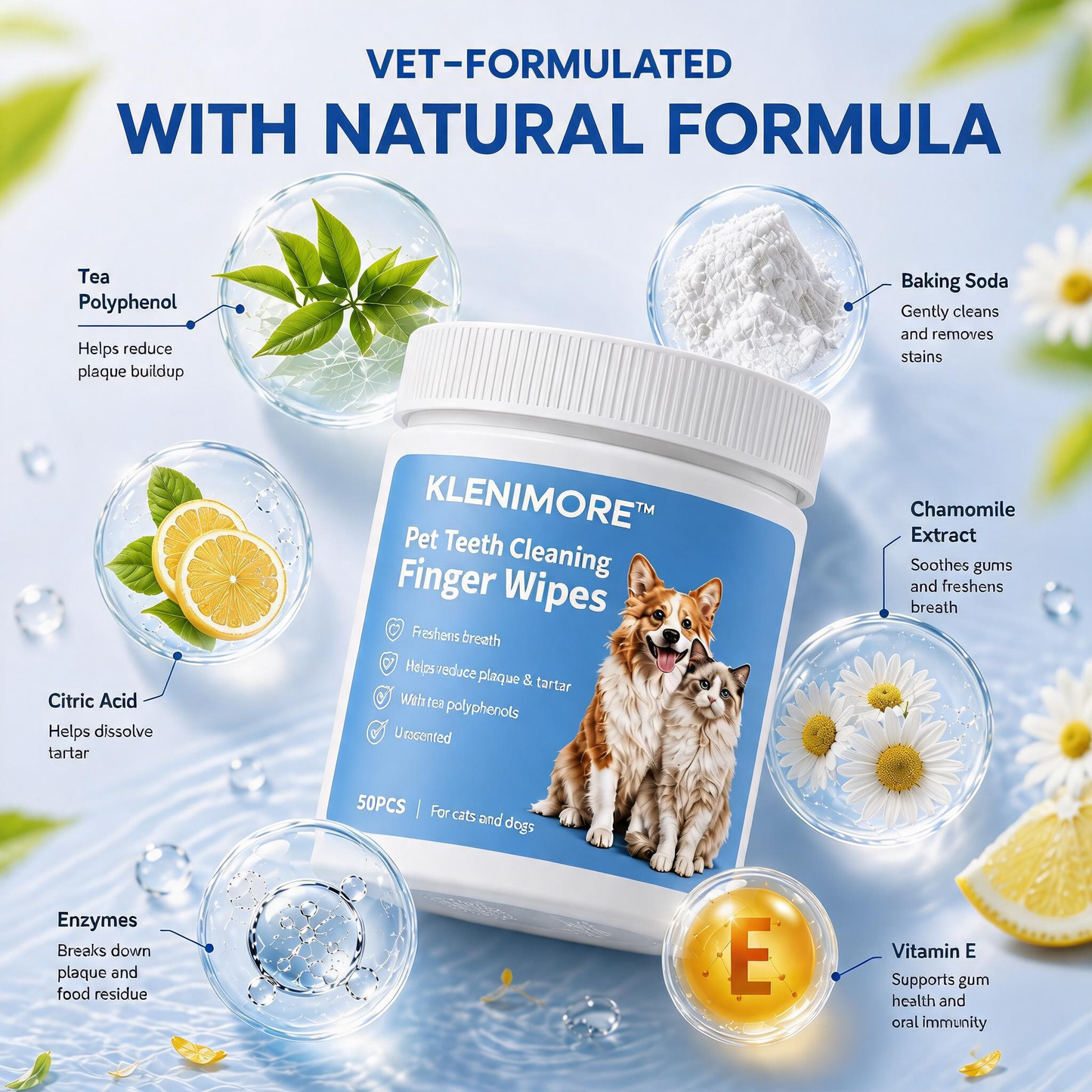 KLENIMORE™  Dog & Cat Teeth Cleaning Finger Wipes