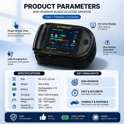 KLENIMORE™ Non-Invasive Blood Glucose Monitor | High-Precision 99.9% Accuracy | TGA Certified