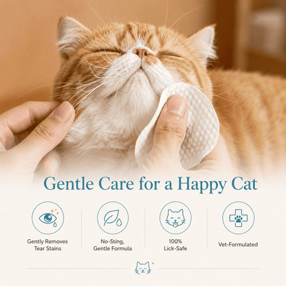 Gentle, No-Sting Cat Eye Wipes – Removes & Prevents Tear Stains