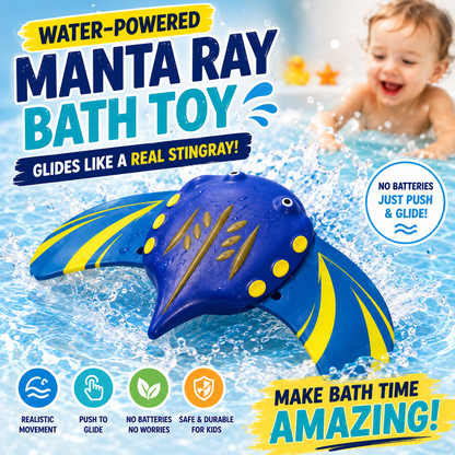 Water-Powered Manta Ray Toy Underwater Pool Toy—Equipped with self-propelled jet propulsion and adjustable fins, this pool diving toy glides smoothly underwater.