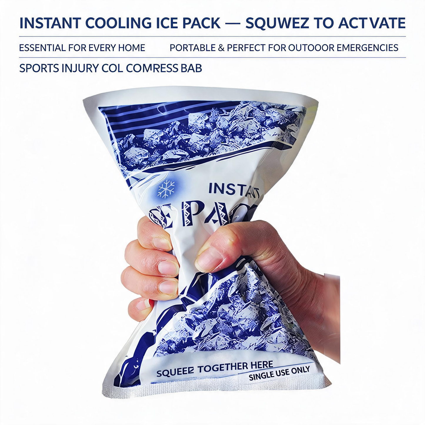 Rapid-Cooling Ice Pack- No water needed- no refrigeration required—simply give it a gentle squeeze.
