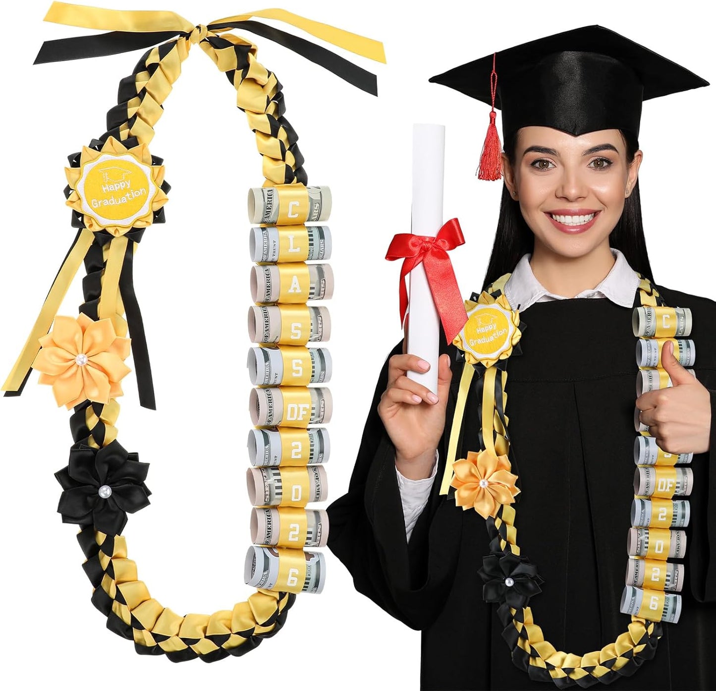 🎓 KLENIMORE™ 2026 Graduation Money Lei with Cash Holder 💵✨ 48 Inch Extra Long Braided Ribbon Lei 🎀 DIY Graduation Garland for Cash Gifts 💰 Class of 2026 Grad Party Decorations 🎉