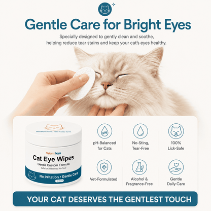 Gentle, No-Sting Cat Eye Wipes – Removes & Prevents Tear Stains