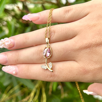 Pink Tulip Necklace | Gold-Plated Tulip Necklace — Chic, Versatile, Niche, and Light Luxury Jewelry ✨