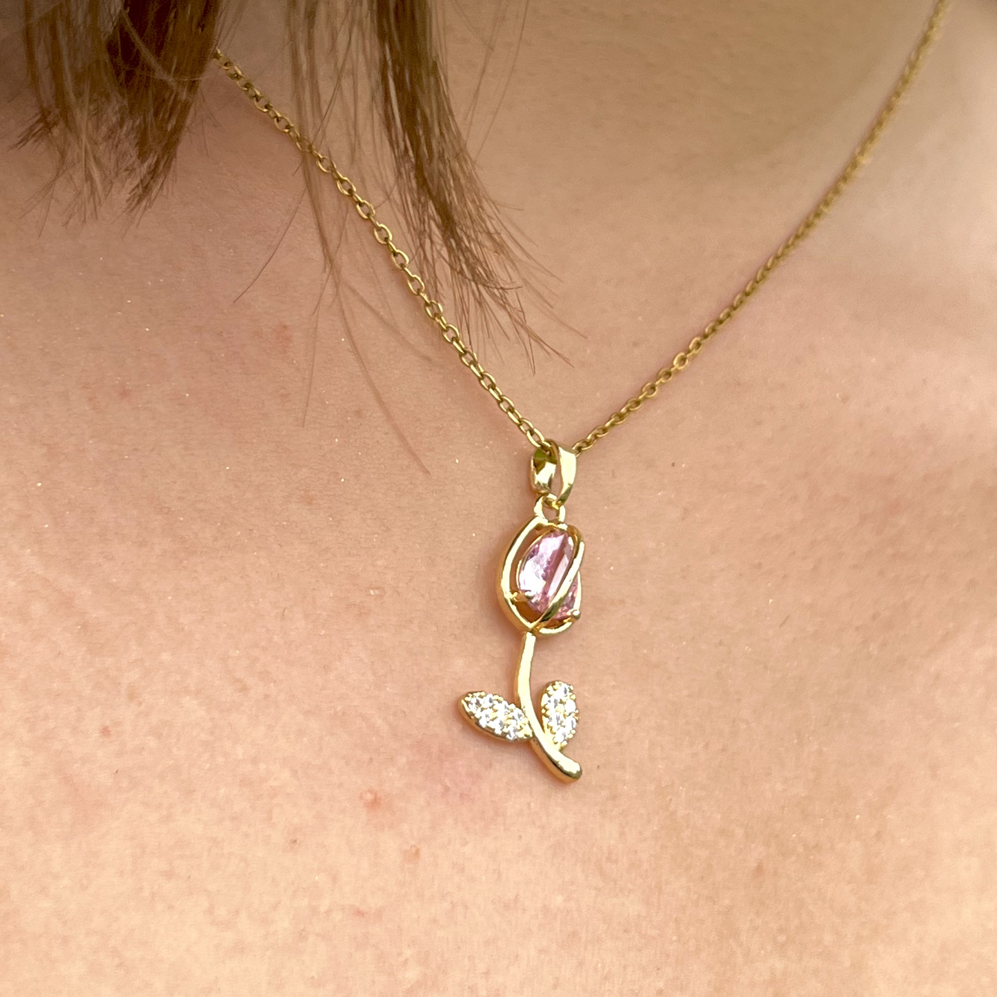 Pink Tulip Necklace | Gold-Plated Tulip Necklace — Chic, Versatile, Niche, and Light Luxury Jewelry ✨