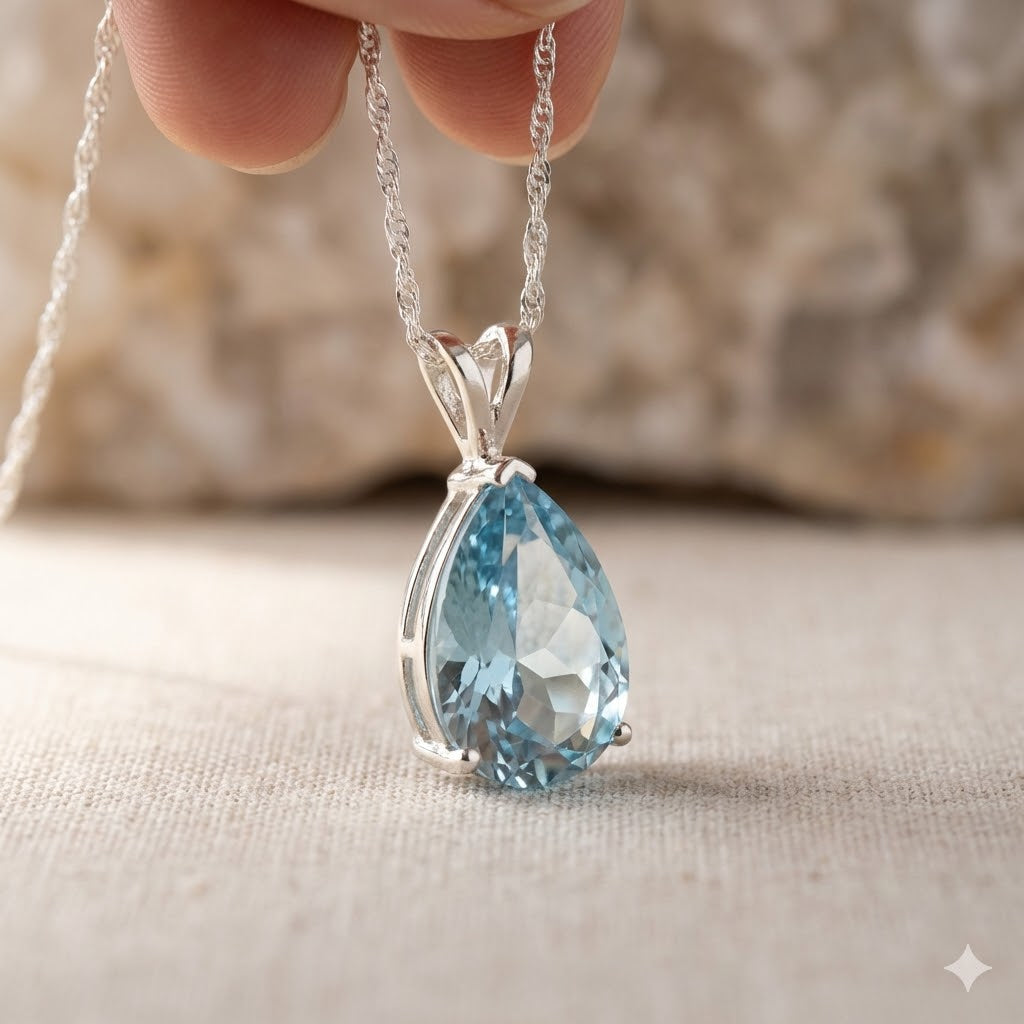 Health Peak™ VitalBreath Aquamarine Pendant Crystal – Respiratory Renewal