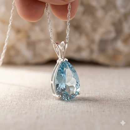 Health Peak™ VitalBreath Aquamarine Pendant Crystal – Respiratory Renewal