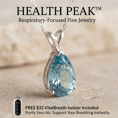 Health Peak™ VitalBreath Aquamarine Pendant Crystal – Respiratory Renewal