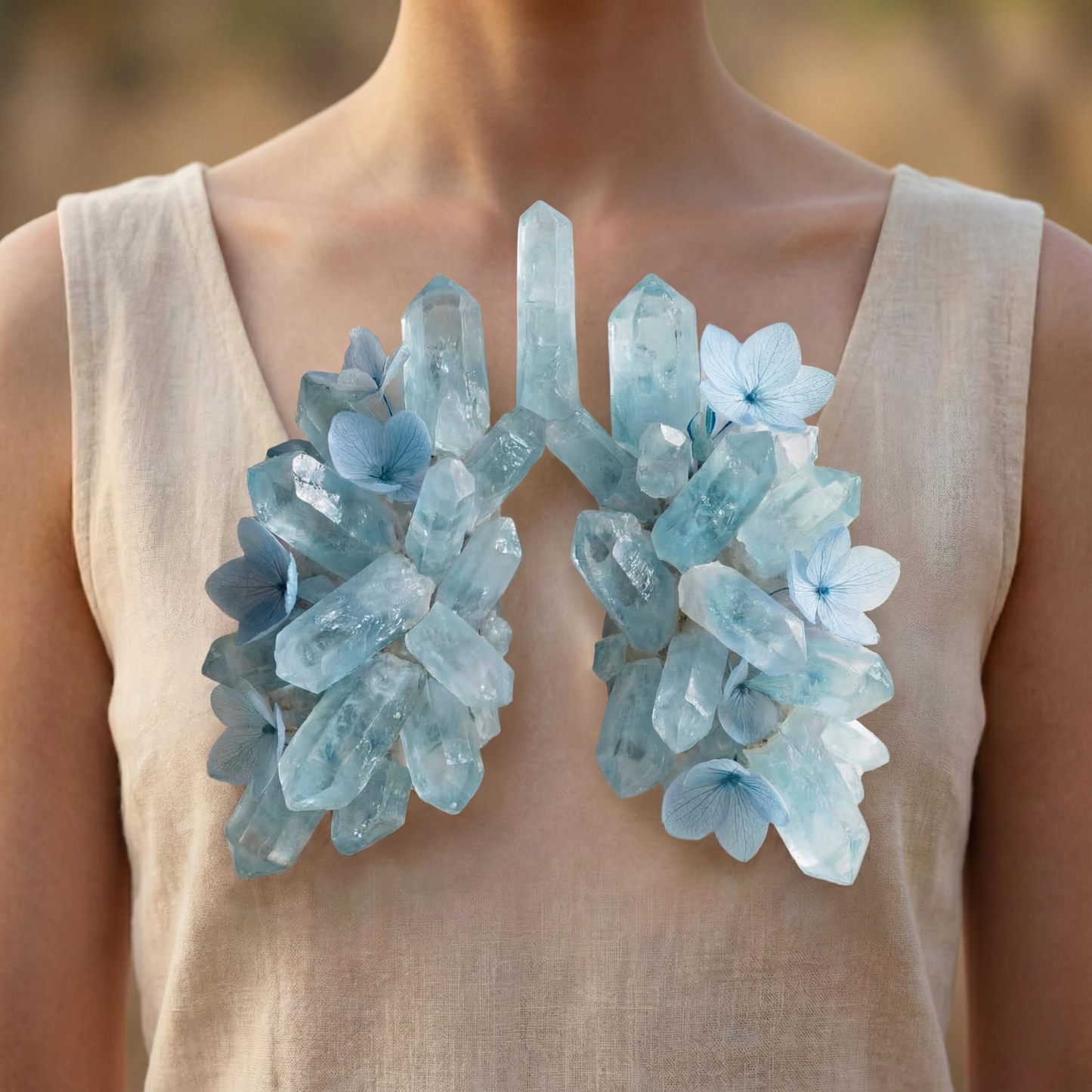 Health Peak™ VitalBreath Aquamarine Pendant Crystal – Respiratory Renewal
