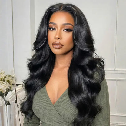 Body Wave 13x4 Lace Frontal Wig Human Hair Pre Plucked Pre Bleached 180% Density Beginner Friendly