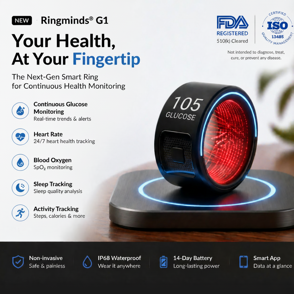 🎉 70% OFF Launch Offer🏆Ringminds® G1 Non-Invasive Smart Ring
