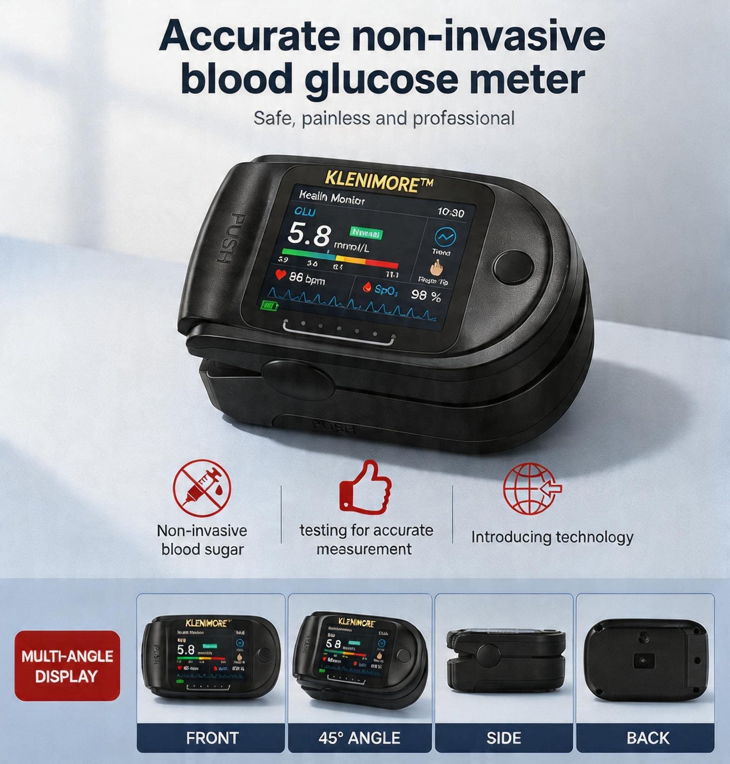 KLENIMORE™ Non-Invasive Blood Glucose Monitor | High-Precision 99.9% Accuracy | TGA Certified