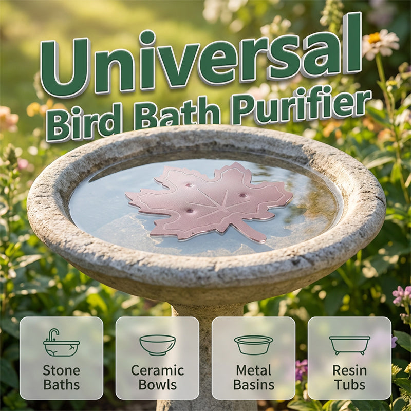 Universal maple leaf shaped water purifier for birdbaths