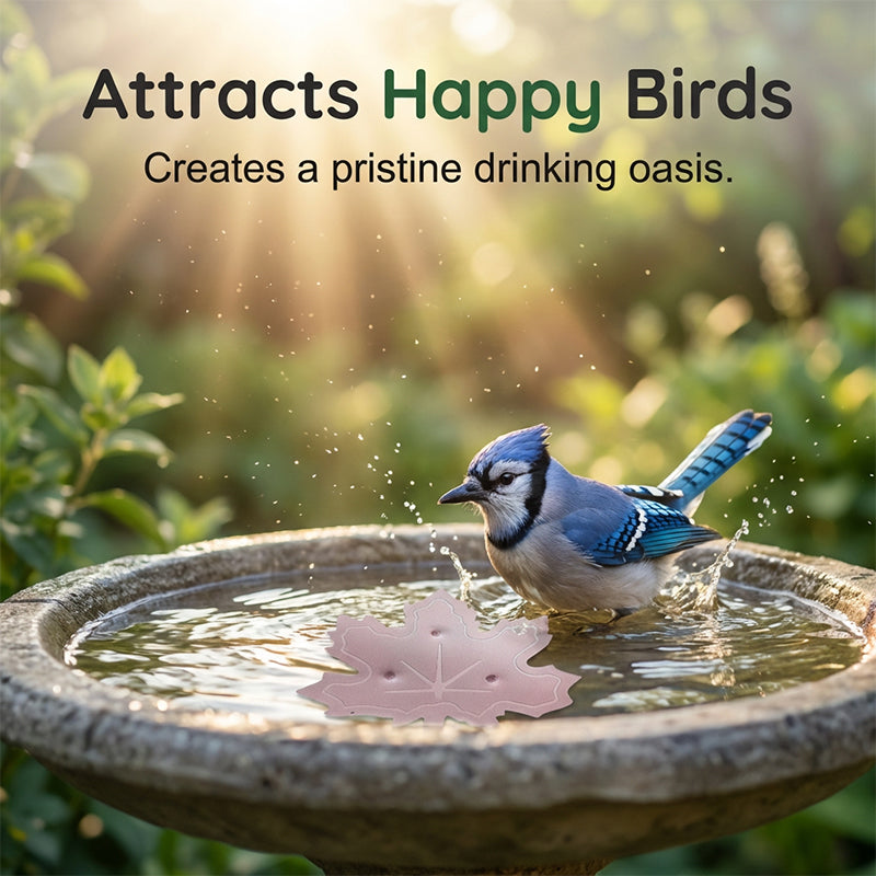 Universal maple leaf shaped water purifier for birdbaths