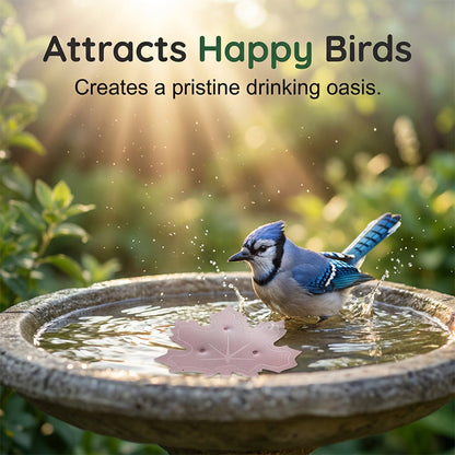 Universal maple leaf shaped water purifier for birdbaths