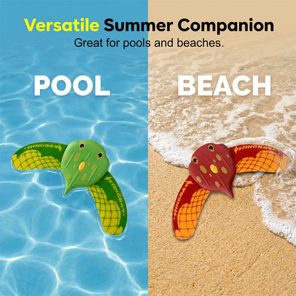 Water-Powered Manta Ray Toy Underwater Pool Toy—Equipped with self-propelled jet propulsion and adjustable fins, this pool diving toy glides smoothly underwater.