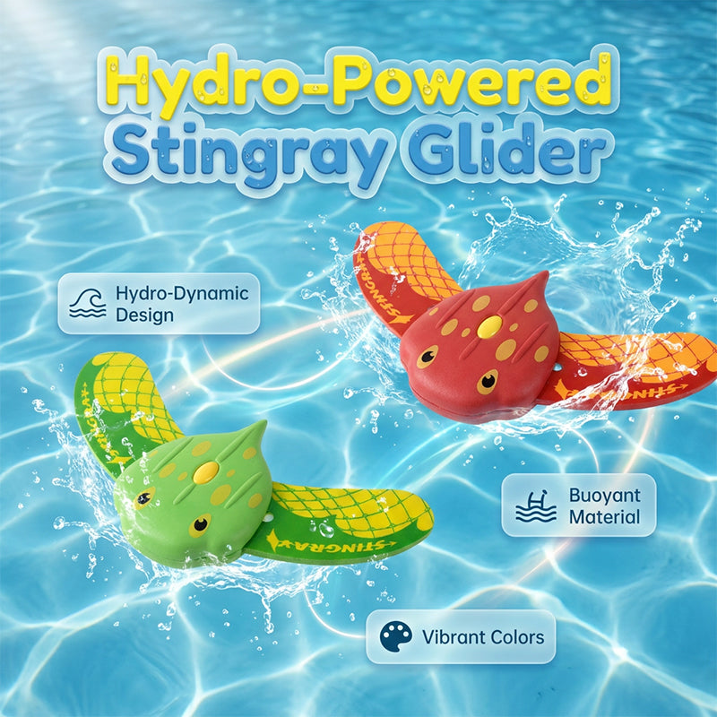 Water-Powered Manta Ray Toy Underwater Pool Toy—Equipped with self-propelled jet propulsion and adjustable fins, this pool diving toy glides smoothly underwater.