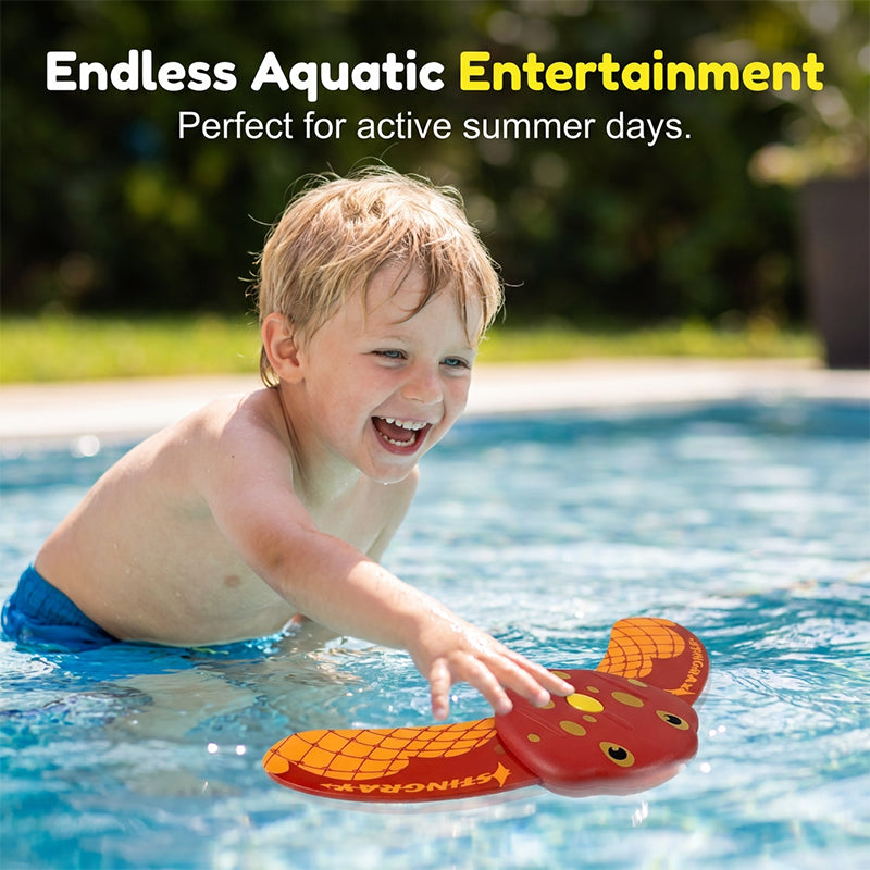 Water-Powered Manta Ray Toy Underwater Pool Toy—Equipped with self-propelled jet propulsion and adjustable fins, this pool diving toy glides smoothly underwater.